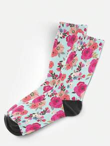 Cool 360° Printed Men's Socks - Streetwear Socks,Retro Floral,Painting Style Flowers,Colorful,Funny Socks, Fit Daily, Holiday & Party Occasions - Multicolor - View 7