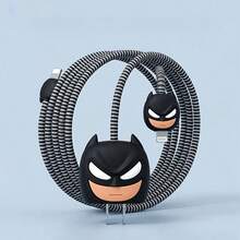 Warner Bros 1 Set Batman Charging Cable Data Cable Protector, Compatible With 20W Charger, Party Favor, Suitable For Daily And Office Use, Includes Large And Small Heads, Silicone Cable Tie And 1.4m Coiled Cable, Great Gift For Birthday And Holiday - Multicolor - View 10