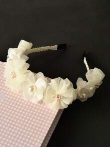 1 pieza Diadema floral para niñas, dulce y adorable - Blanco - Ver 6