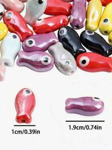 10/50/100pcs Fish Shaped Ceramic Pendant Beads, DIY Jewelry Making Spacer Beads, Suitable For Bracelets, Earrings, Necklaces And Phone Charm Accessories - Multicolor - View 4