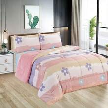 Edredón Matrimonial de Lujo Doble Vista Piel de Ángel, Suave y Acolchado, Incluye Edredón Relleno, 2 Fundas de Almohada, Sábana Superior y Sábana Ajustable (5 Piezas en Total) - Rosa Pastel - Ver 9