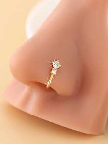 4pcs Minimalist Floral Micro-Inlaid Nose Clips, Non-Pierced Fake Nose Jewelry, Fashion Daily Wear Nose Rings (Unisex) - Yellow Gold - View 2