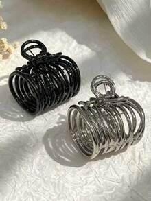 3 PCS Hollow Twisted Multi‑Layer Metal Hair Claw Clip Non‑Slip Jaw Clip Minimalist Fashion Hair Accessories For Women Daily Wear - Gold+Silver+Black - View 5