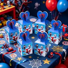 1set/6pcs Comics Network Theme Party Packaging Box, City Hero Pattern Paper Gift Box, Birthday Celebration, Theme Party, Party Snack Storage And Event Gift Box - Multicolor - View 4