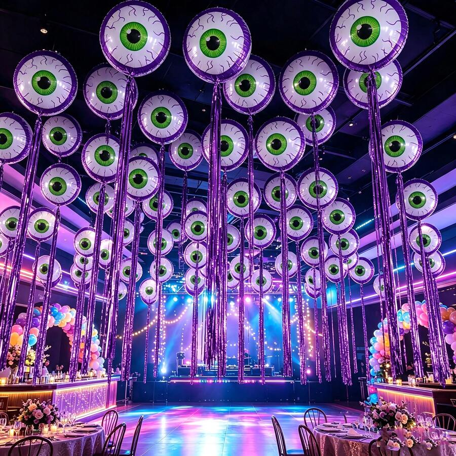 6pcs Horror Halloween Eyeball Foil Balloon Set, 18 Inch Horror Eyeball ...