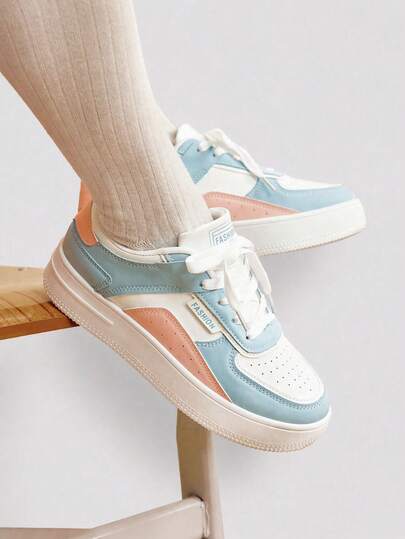 TCVC Women's Minimalist All-White Thick Sole Elastic Lace-Up Low-Top Casual Skateboard Shoes, Comfortable Daily Walking White Sneakers