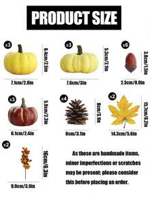23pcs Pumpkin Decor Set, Autumn Harvest Decorations With Mini Pumpkins, Acorns, Pinecones, Berries, Maple Leaves, Suitable For Home Tabletop, Wedding DIY, Autumn Halloween Thanksgiving Decor - Pumpkin Maple Leaf Set - View 5