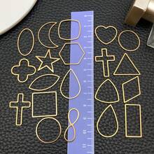 20pcs Stainless Steel Golden Geometric Frame Pendant Jewelry Making DIY Earring Pendant Various Design Charms For Jewelry Making Bracelets Necklace - Multicolor - View 6