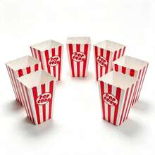 1/15/25/35/50/100pcsPack Kotak Popcorn Bergaris Merah - Wadah Popcorn dan Permen Kertas Mini untuk Pesta Karnaval, Perlengkapan Pesta untuk Malam Menonton Film - View 3