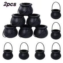 2/4/6pcs Halloween Witch Plastic Cauldron Bowls Black, Halloween Decoration - Multicolor - View 7