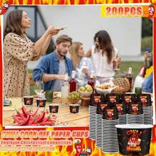200 Pcs Chili Cook Off Party Decorations Disposable Chili Cook Off Paper Tasting Cups Food Sample Bowls For Mexican Party Supplies - Red Black - View 7