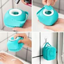 1pc Cat & Dog Bath Brush, Pet Grooming Deshedding Cleaning Massage Comb, Built-In Shampoo Dispenser, Dual-Use Dry & Wet Silicone Bath Brush, Gentle On Skin, Suitable For Pet Cleaning & Massage - Multicolor - View 4