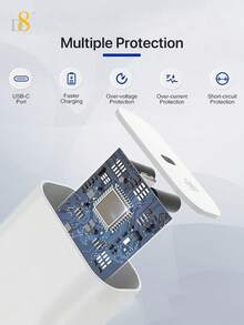 D8 1件 20W USB-C 充電器，PD 快充，USB-C 充電線手機充電器，相容於 17/16/15 Plus、15 Pro、15 Pro Max、Pro 12.9 Gen 5/4/3、Galaxy S23 Ultra/S23/S23+/S22/S22 S21 S20 Ultra/S22+/S21+/Ultra/S20/S20+，20W USB-C 充電器相容於 17/16/15/Pro，USB-C 充電線 - 查看 10
