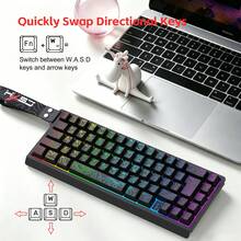 HXSJ A New V68 68 Key Wired Membrane Keyboard, RGB Lighting, USB-C Detachable Cable, Contoured Keycaps, Portable, Plug And Play, For Gaming, Home Office Use - View 7