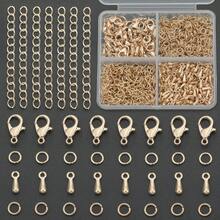 150pcs/300pcs KC Golden DIY Handmade Extension Chain Jewelry Making Kit, Includes (12*7mm) Lobster Clasp, (7*5mm) Jump Rings, Water Drop Pendant, 5-Section Chain, Suitable For DIY Beaded Tail Chain, Jewelry Extension Chain, Jewelry Clasp, Open Connector Ring, Hand & Foot Jewelry Connector, Jewelry Accessories Handmade Craft Materials - Accessory Set - View 8