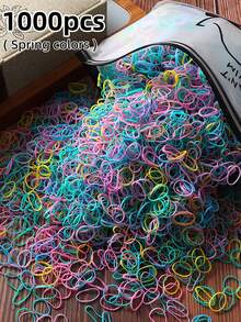 1000pcs Dopamine Colorful Rubber Bands Hair Ties Hair Rings Non-Damaging Hair Ropes Multi-Purpose Hair Accessories Rubber Bands Gift - Multicolor - View 13