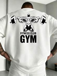 ZYNTH BALENO 男士時尚 GYM 印花圓領短袖 T 恤，適合健身房、戶外運動，黑色夏季風格 - 白色 - 查看 3