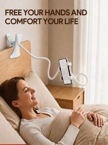 Flexible Phone Holder, Adjustable Long Arm Slouchy Phone Stand. Minimalist White Bedside Smartphone Holder, Suitable For Watching Movies And Reading. - Thickened Version - View 2