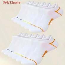 12 Pairs Black Spring/Summer Unisex Running Fitness Sports Socks, Fashionable Versatile Anti-Slip Tab Heel Sweat-Absorbent Comfortable Socks - Black and White - View 14