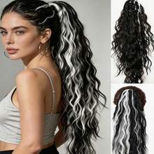 26 Inch Long Wavy Ponytail Hair Extension, Suitable For Women And Girls Daily Wear - Highlights White - View 8
