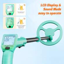 Metal Detector For Tennagers, Small Metal Detector With Waterproof Search Coil And LCD Screen, Adjustable Length 66-83 Cm, Metal Detector Tennagerswith Rake And Shovel For Metal Search (Green) - Mint Green - View 4