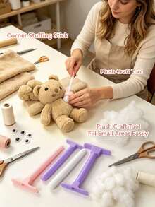 3D Printed Doll Stuffing Tool Set - Ergonomic Handheld Stuffing Assistant, Suitable For Plush Toys, Crochet Dolls And Knitted Dolls, Complete DIY Stuffing Kit For Plush Animal Making, Repair, Handmade Crafts (Suitable For Crochet Dolls, Doll Stuffing Tools) - Multicolor - View 2