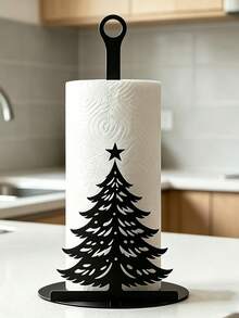 Christmas Theme Vertical Kitchen Paper Towel Holder, Santa Claus/Christmas Tree Design Holiday Home Decor Countertop Paper Towel Storage Rack - Multicolor - View 7
