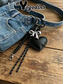 Yogodlns Flame Sexy Red Lips Keychain, Creative Bag Leather Heart Pendant Charm, Valentine's Day Gift Accessory, Creative Minimalist Rope Pendant - Multicolor - View 1