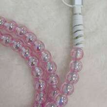 Crystal AB Decorative Beads 4-In-1 Charging Cable, Compatible With Most Phone Models, Perfect Holiday Gift For Women, Ideal New Year Gift For Ladies, Cute Item For Girls - Pink Crystal - View 5