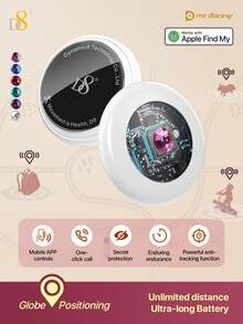 D8 Key Finder Tag (IOS Only), FindMy Tracker Item Locator With Keychain, Suitable For Keys, Pets, Wallets, Backpacks And Tablets, Includes Battery, Compatible With FindMy APP, Global Positioning, Long Battery Life, Phone APP Control, IOS Key Locator - Multicolor - View 3