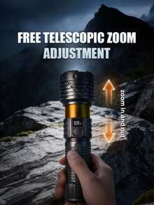3-Light Flashlight, Rechargeable LED Flashlight, Side Light, Zoomable Flashlight, Red Tail Light, 18650 Battery Spotlight, Reverse Charging Flashlight, Battery Level Display, Portable Search Light, Outdoor Camping Light, Fishing, Hiking, Work Light, Gift - Star - View 5