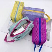 1pc New Dopamine Octagonal Mesh Waterproof Toiletry Bag, Small Travel Makeup Organizer, Portable Large Capacity Storage Bag - Multicolor - View 8