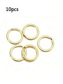 10/20/30/50/100pcs Polished Silver Stainless Steel Round Hole Flat Key Rings Keychains Rhodium Plated Round Split Key Rings DIY Wholesale Christmas - Gold - View 16