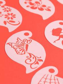 16PCS Temporary Tattoo Stencils, Reusable Floral & Butterfly Pattern Flash Card Templates, DIY Hollow Face & Eye Corner Graffiti Painting Stencils, Adult Music Festival Body Art Templates - White - View 9
