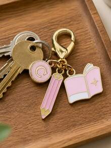 Back To School Themed Enamel Keychain,Cute Pencil Book Charms Enamel Keychain,Gift For Student Teacher,Teacher's Day Teacher Appreciation Gift - Multicolor - View 3