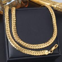 粗獷風格 18K 鍍金銅嘻哈鏈條項鍊手鍊珠寶套裝 女款 - 金色3 - 查看 1