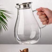 High Borosilicate Glass Cold Water Pitcher, Large Capacity Household Juice Pitcher With Lid, High Temperature Resistant Striped Water Pitcher, 1800ML/2200ML/1650ML/1300ML, Kitchen Transparent Water Pitcher With Stainless Steel Lid. - 010 Water Bottle (2500ML) - View 2