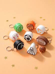 Teenager Sports Ball Fingertip Button Keychain, Crisp Clicking Sound Tactile Press Stress Relief Pendant, Tennis Basketball Football Rugby Mini Sports Charm, Portable Bag Accessory, Unique Teenager Birthday Graduation Holiday Party Gift - Multicolor - View 8