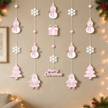 Christmas Party Decoration Wall Hanging, Holiday Celebration Pom Pom Garland, Elderly Christmas Tree Snowman Pendant - Christmas - View 14