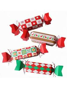 12pcs Christmas Candy Shape Gift Boxes With Ribbons - Cartoon Snowflakes, Reindeer, Christmas Tree Patterns Holiday Party Decorations - Compatible With Gift Wrapping Boxes For Christmas, New Year's, Birthdays, Weddings - Multicolor - View 4