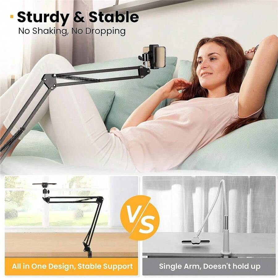 Flexible Stand Desktop Selfie Phone Holder Lazy Person Stand For Tripod With 1/4'' Universal Screws For Multiple Devices