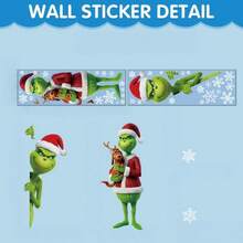 The Grinch 1 مجموعة ملصقات ديكورية لعيد الميلاد، ملصقات كرتونية على شكل ندفة ثلجية للنوافذ الزجاجية - متعدد الألوان - مشاهدة 5