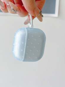 Minimalist Matte Polka Dot Protective Case For Pods 4, Pro 3, Pods Pro 2, 3rd Gen Apple Wireless Bluetooth Earphone Shell, 2nd/3rd Gen Pods 1/2, Korean Style - Baby Blue - View 3