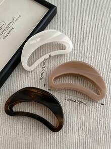 1pc Minimalist Large Hollow Hair Claw, Premium Curved Hair Claw, Suitable For Daily Commute Hairstyling And Hair Bundling, Versatile Everyday Gift - Multicolor - View 3