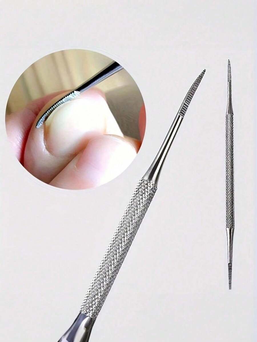 1pc Stainless Steel Nail Picker Nail Cleaner Nail Groove Spoon Ingrown Nail Remover Multi-Function Manicure File Tool - Multicolor - View 1