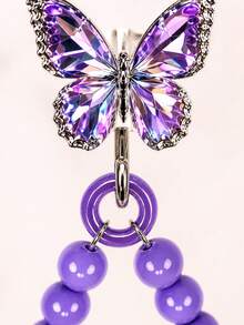 Butterfly Adhesive Hook Beaded Paper Towel Holder, No-Drill Wall-Mounted Roll Paper Rack, Luxury Rhinestone Decor, Quick Paper Replacement, Fits Kitchen Face Towels And Toilet Paper Rolls, Bathroom And Entryway Storage, Home Essential For Renters And Housewives, Back-To-School Home Decor Gift - Multicolor - View 7
