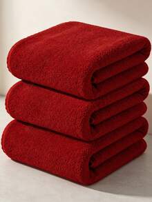 1pc/3pcs Optional Solid Color Christmas Style Towel Bath Towel Set, High Absorbency Soft Thick Towel, Home Bathroom Machine Washable Bath Towel - Multicolor - View 7
