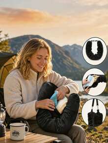 1pc Multi-Functional Adjustable U-Shaped Travel Neck Pillow, Wide & Comfortable Design With Convenient Zipper, Portable Travel Rest Accessory, Suitable For Airplane, Car, Train, Office, Long-Distance Travel, Travel Essential, Cruise Essential, Travel Storage Bag - A - View 6