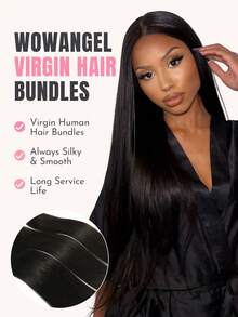 WOWANGEL 12A Brazilian Straight Human Hair Bundles 100% Human Hair 12-30 Inch 100% Unprocessed Virgin Straight Weave 1 Bundles Human Hair Thick Remy Virgin Hair Extensions Natural Color - Natural Black - View 7