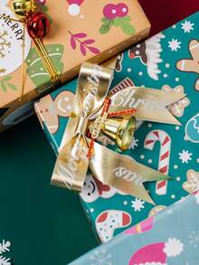 1pc 5-Yard Christmas Red Berry And Holly Leaf Ribbon - Gold Foil Christmas Gift Ribbon, Suitable For Gift Box Wrapping, Bouquet Wrapping, DIY Bows And Holiday Wreath Accessories, Christmas Decorative Ribbon. - One Size Fits All - View 5
